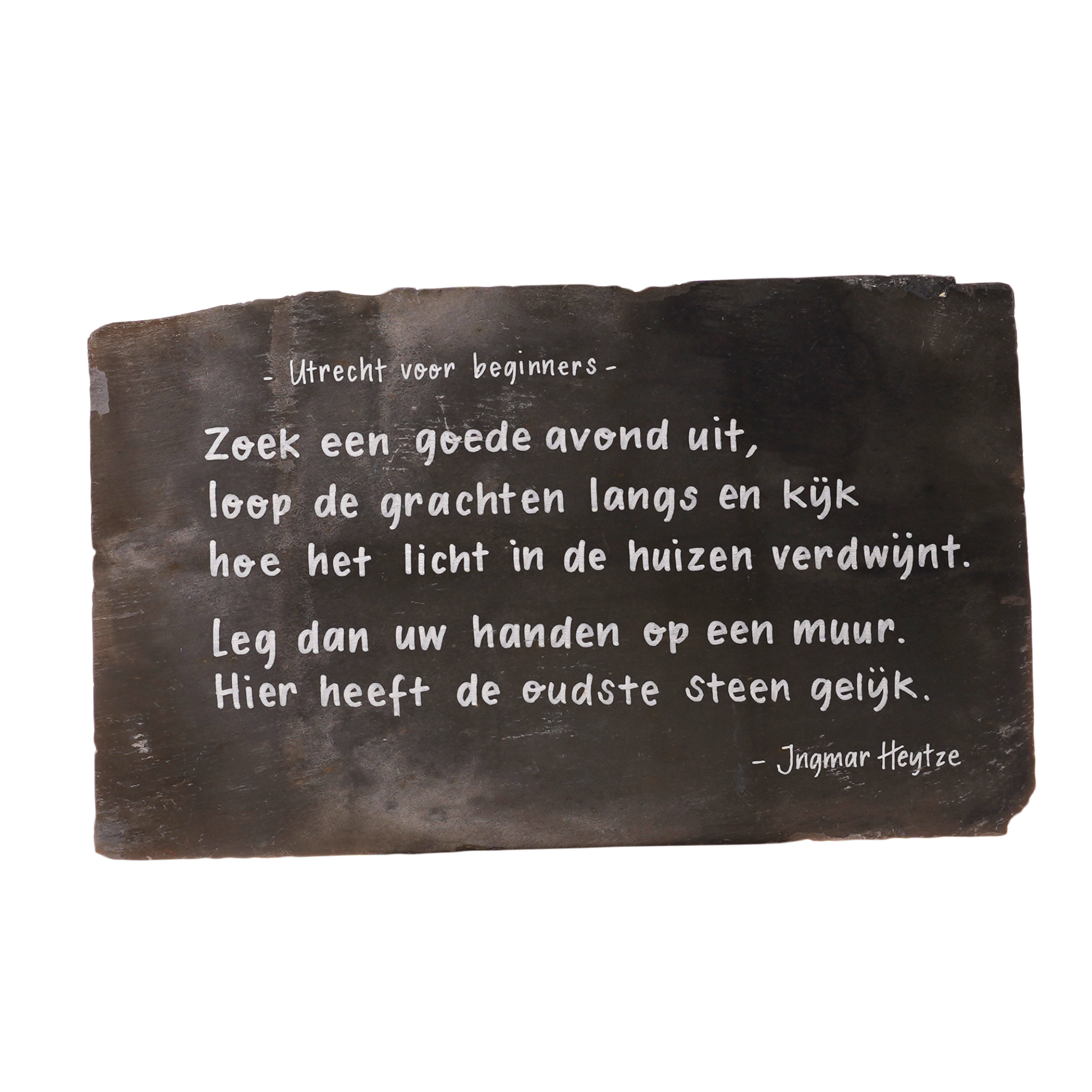 Daklei van de Domtoren met quote van Ingmar Heytze. (zoek een goede avond uit, loop de gachten...)