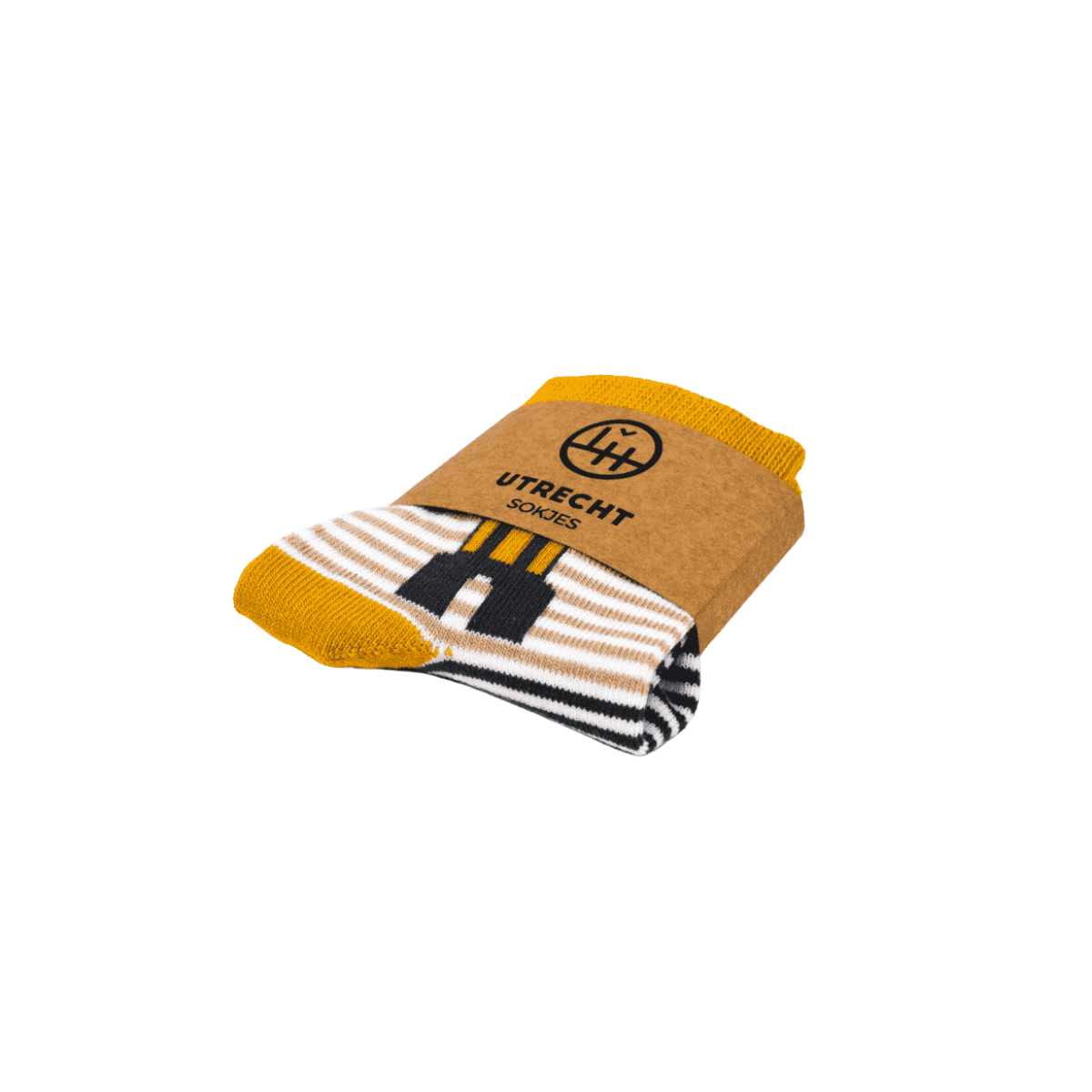 Babysokjes in geel met blauw met domtorendesign