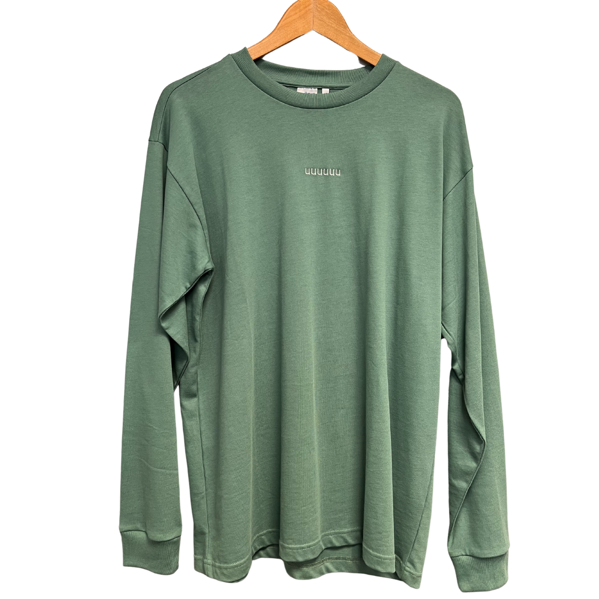 Groen Longsleeve Shirt "UUUUUU" met witte letters