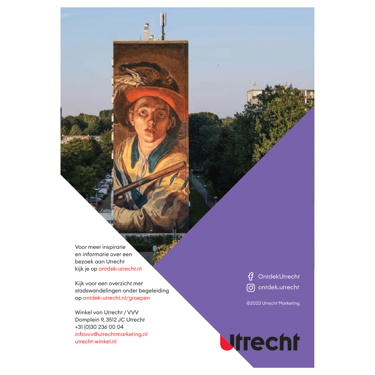 Stadswandeling in Utrecht achterkant van het boekje, Muurschildering