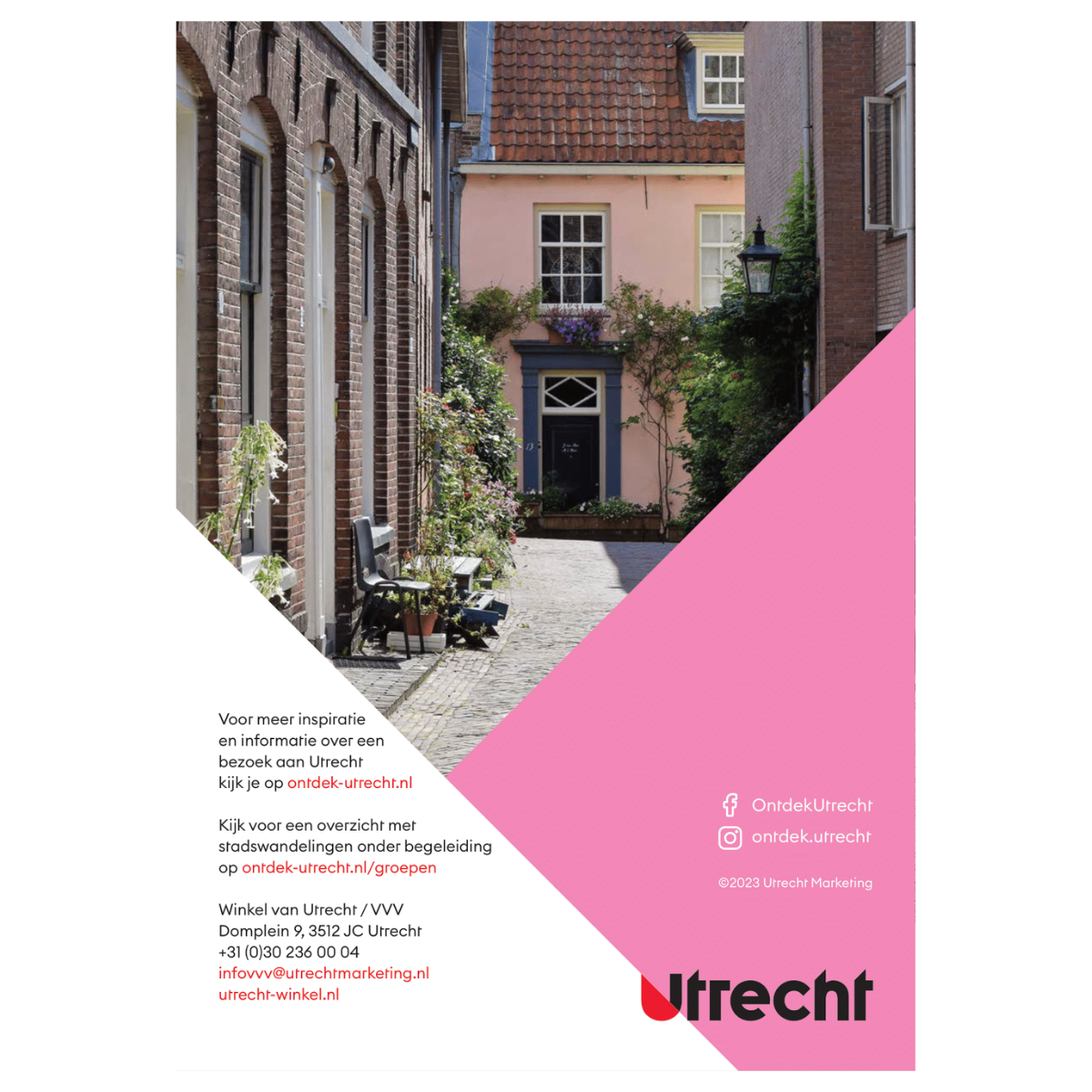 Achterkant boekje Stadswandeling in Utrecht, stegen