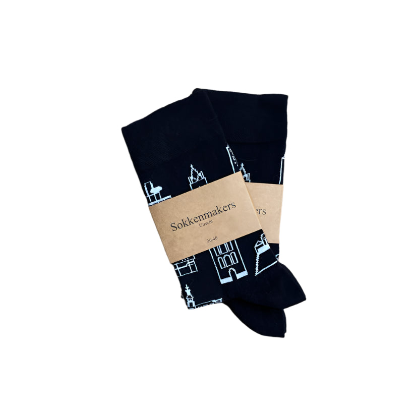 Zwarte sokken met domtorendesign