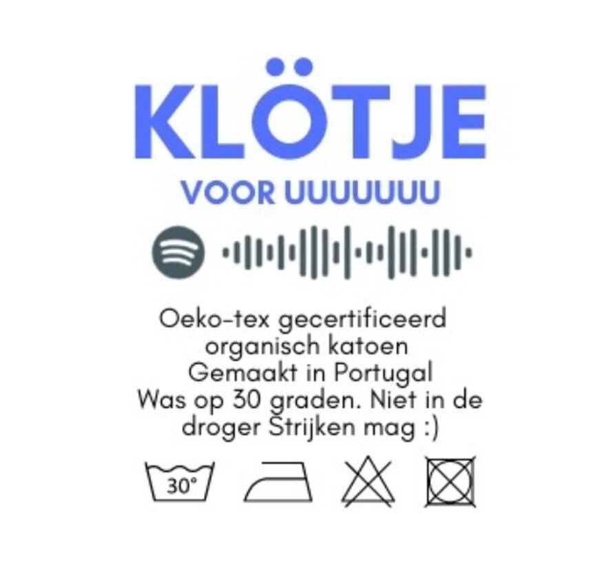 Label van het shirt met spotify code