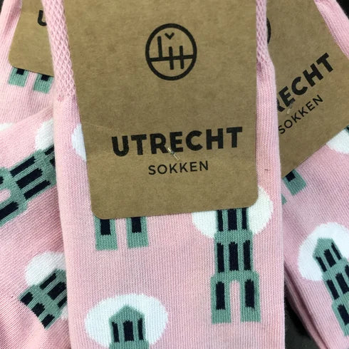 Roze sokken met domtorendesign