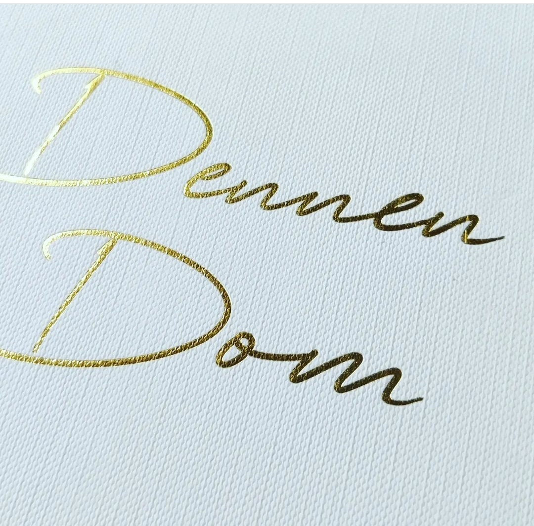 Close up van de doos met Dennen Dom (logo bedrijf)