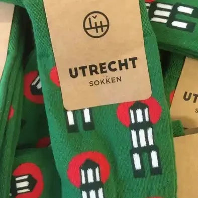 Sokken met domtorendesign in het groen en rood