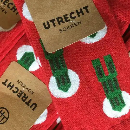 Sokken met domtorendesign in het groen en rood