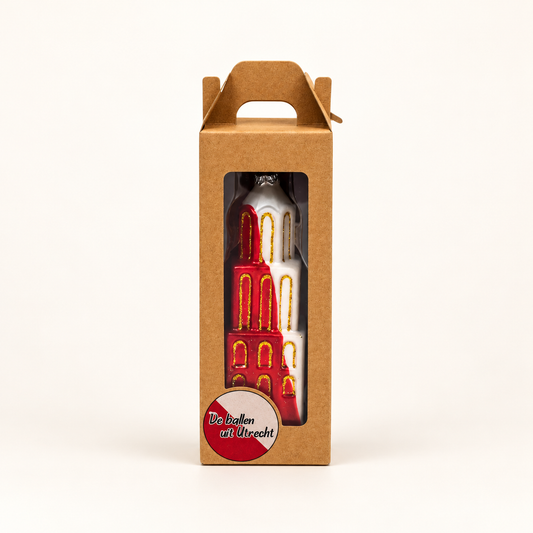 Kerstbal Domtoren Diagonaal Rood Wit – studiofoto